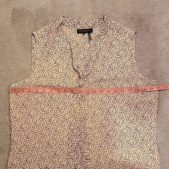 Donna Karan leopard print tie neck sleeveless blouse L - Picture 4 of 8